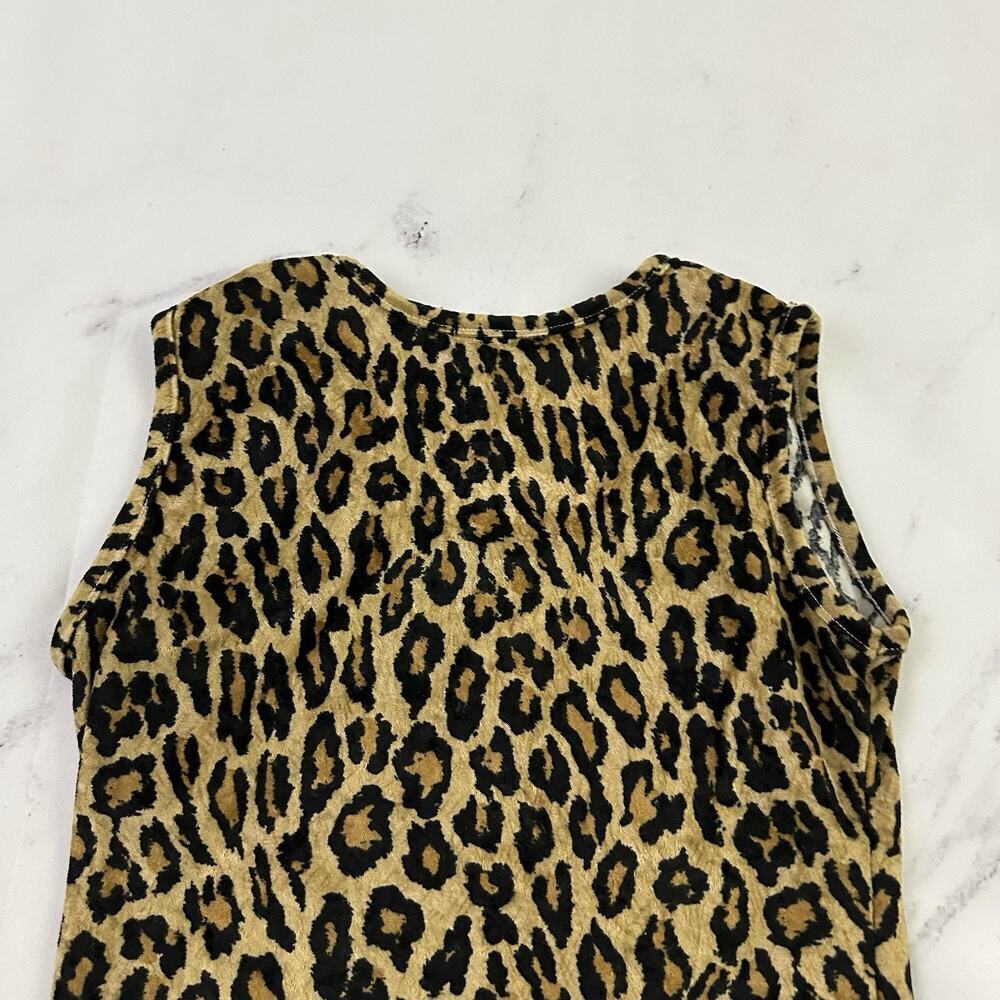 Mad People Womens Vintage Y2k Baby Tank Top Size M Leopard Velvet Animal - Picture 7 of 8
